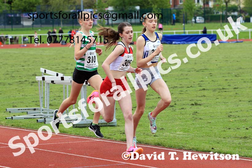 Girls Under-15s 800 metres, 2023 North Eastern Track and Field Champs., Middlesbrough Sports Village, Middlesbrough. Photo: David T. Hewitson/Sports for All Pics